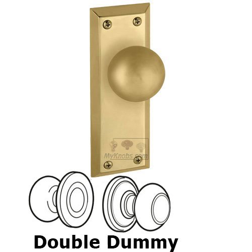 Double Dummy Knob - Fifth Avenue Plate with Fifth Avenue Door Knob in Lifetime Brass