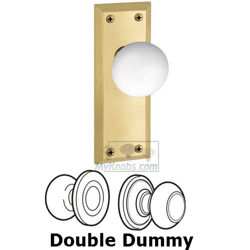 Double Dummy Knob - Fifth Avenue Plate with Hyde Park Door Knob in Lifetime Brass