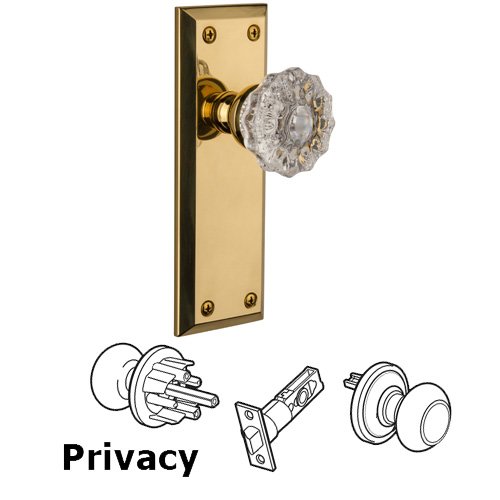 Privacy Knob - Fifth Avenue Plate with Versailles Door Knob in Lifetime Brass