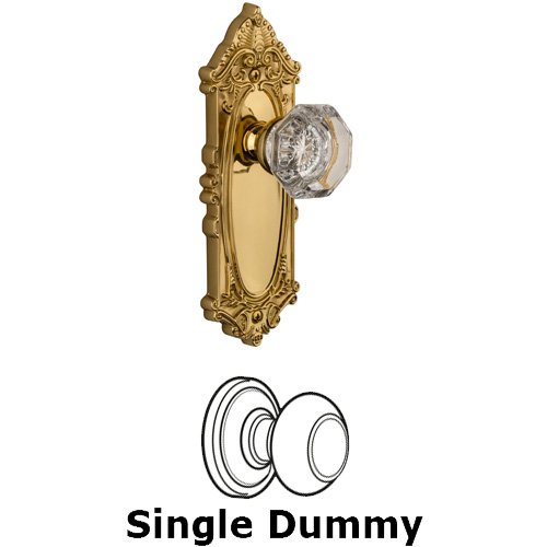 Single Dummy Knob - Grande Victorian Plate with Chambord Crystal Door Knob in Lifetime Brass