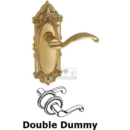 Double Dummy Lever - Grande Victorian Plate with Portofino Door Lever in Lifetime Brass