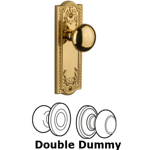 Double Dummy Knob - Parthenon Plate with Fifth Avenue Door Knob in Lifetime Brass