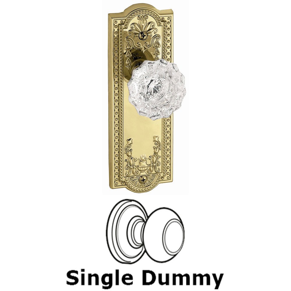 Single Dummy Knob - Parthenon Rosette with Fontainebleau Crystal Door Knob in Lifetime Brass