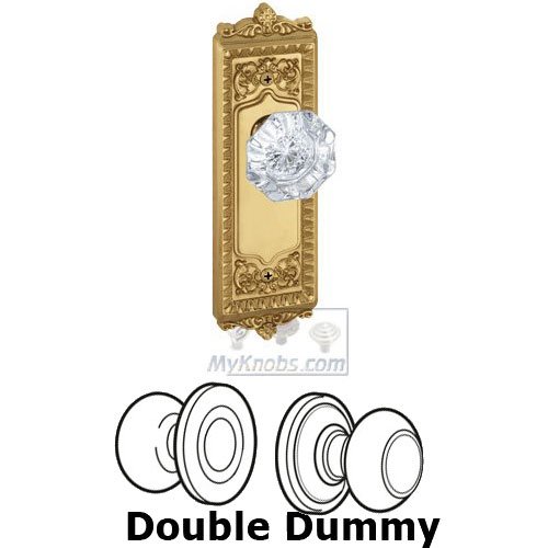Double Dummy Knob - Windsor Plate with Chambord Crystal Door Knob in Lifetime Brass