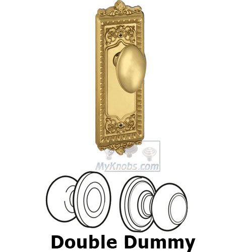 Double Dummy Knob - Windsor Plate with Eden Prairie Door Knob in Lifetime Brass