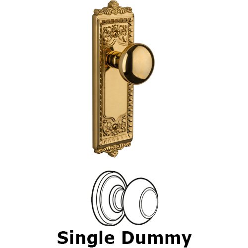 Single Dummy Knob - Windsor Plate with Fifth Avenue Door Knob in Lifetime Brass