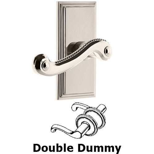 Double Dummy Carre Plate with Newport Right Handed Lever in Polished Nickel