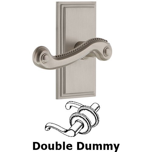 Double Dummy Carre Plate with Newport Right Handed Lever in Satin Nickel