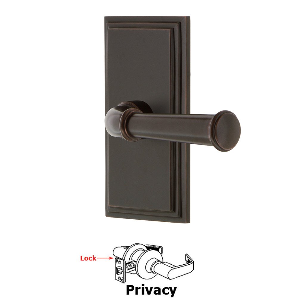 Privacy Carre Plate with Georgetown Lever in Timeless Bronze