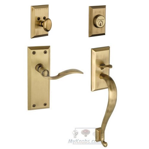 Fifth Avenue with "S" Grip and Bellagio Left Handed Lever in Vintage Brass