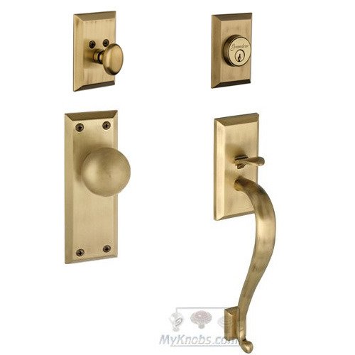 Fifth Avenue with "S" Grip and Fifth Avenue Knob in Vintage Brass