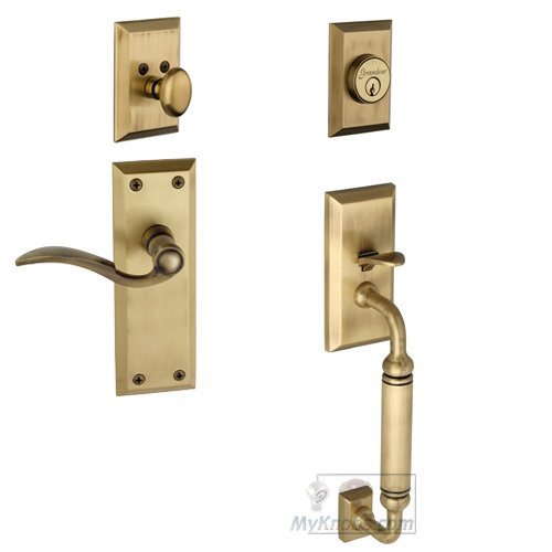 Fifth Avenue with "C" Grip and Bellagio Right Handed Lever in Vintage Brass