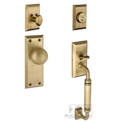 Fifth Avenue with "C" Grip and Fifth Avenue Knob in Vintage Brass