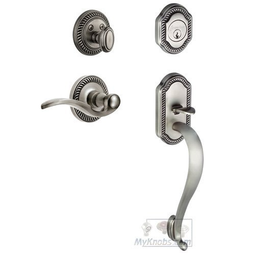 Handleset - Newport with "S" Grip and Bellagio Right Handed Lever in Antique Pewter