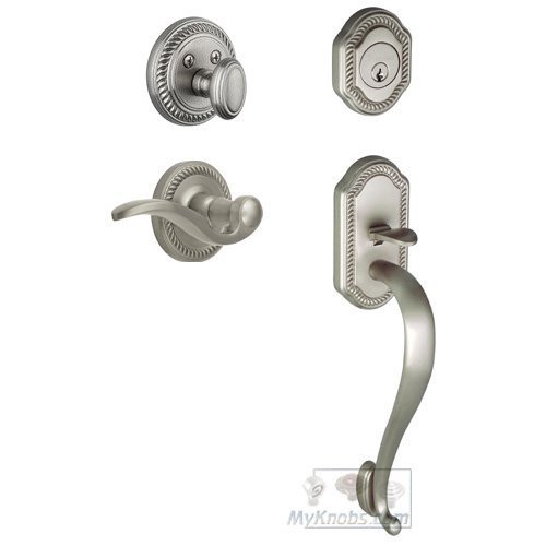 Handleset - Newport with "S" Grip and Bellagio Right Handed Lever in Satin Nickel