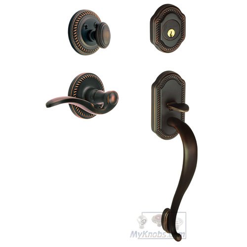 Handleset - Newport with "S" Grip and Bellagio Right Handed Lever in Timeless Bronze