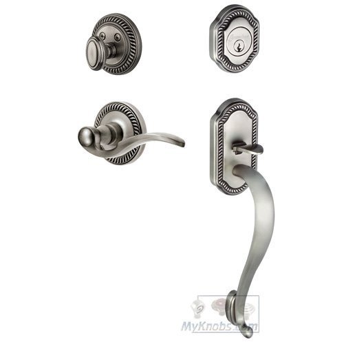 Handleset - Newport with "S" Grip and Bellagio Left Handed Lever in Antique Pewter