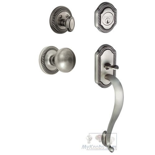 Handleset - Newport with "S" Grip and Fifth Avenue Knob in Antique Pewter