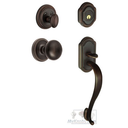 Handleset - Newport with "S" Grip and Fifth Avenue Knob in Timeless Bronze