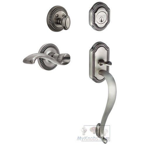 Handleset - Newport with "S" Grip and Portofino Right Handed Lever in Antique Pewter