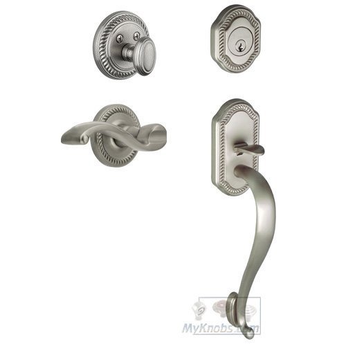 Handleset - Newport with "S" Grip and Portofino Right Handed Lever in Satin Nickel