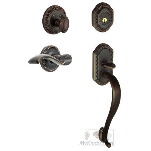 Handleset - Newport with "S" Grip and Portofino Right Handed Lever in Timeless Bronze