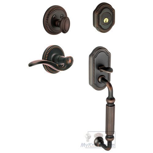 Handleset - Newport with "F" Grip and Bellagio Right Handed Lever in Timeless Bronze
