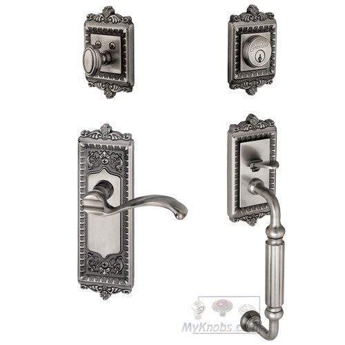 Windsor with "F" Grip and Portofino Left Handed Lever in Antique Pewter
