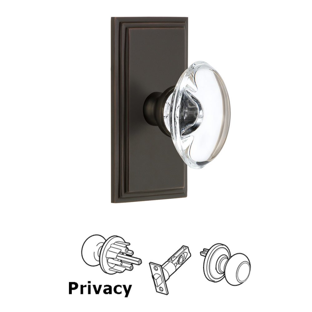 Grandeur Carre Plate Privacy with Provence Crystal Knob in Timeless Bronze