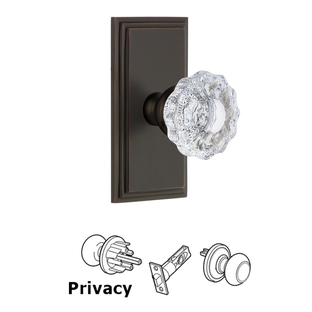 Grandeur Carre Plate Privacy with Versailles Crystal Knob in Timeless Bronze