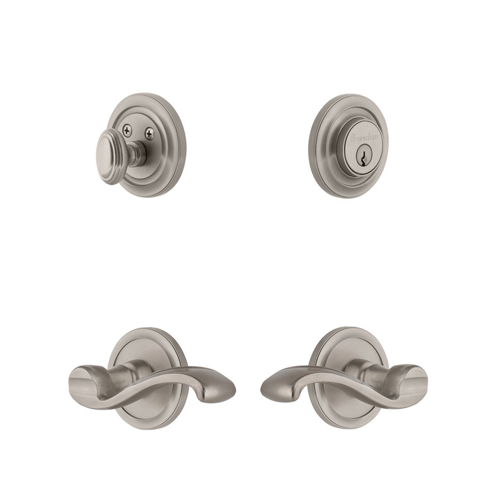 Handleset - Circulaire Rosette With Portfino Lever & Matching Deadbolt In Satin Nickel