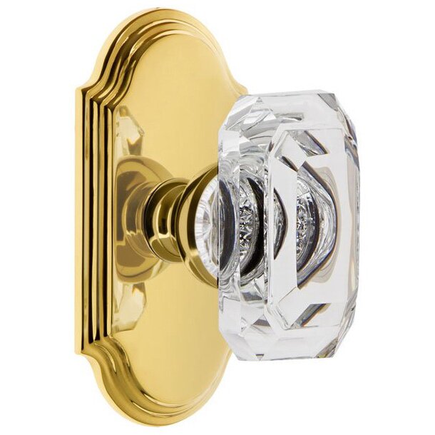 Arc - Passage Knob with Baguette Clear Crystal Knob in Lifetime Brass