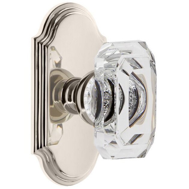 Arc - Passage Knob with Baguette Clear Crystal Knob in Polished Nickel