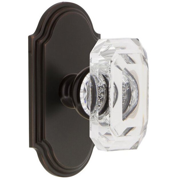 Arc - Passage Knob with Baguette Clear Crystal Knob in Timeless Bronze