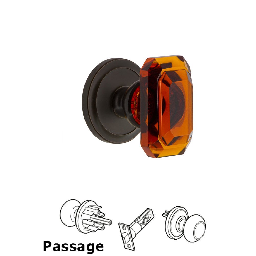Circulaire - Passage Knob with Baguette Amber Crystal Knob in Timeless Bronze