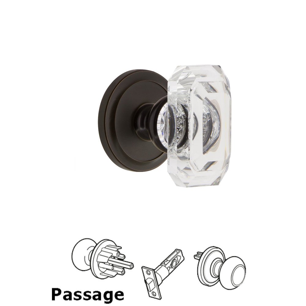 Circulaire - Passage Knob with Baguette Clear Crystal Knob in Timeless Bronze
