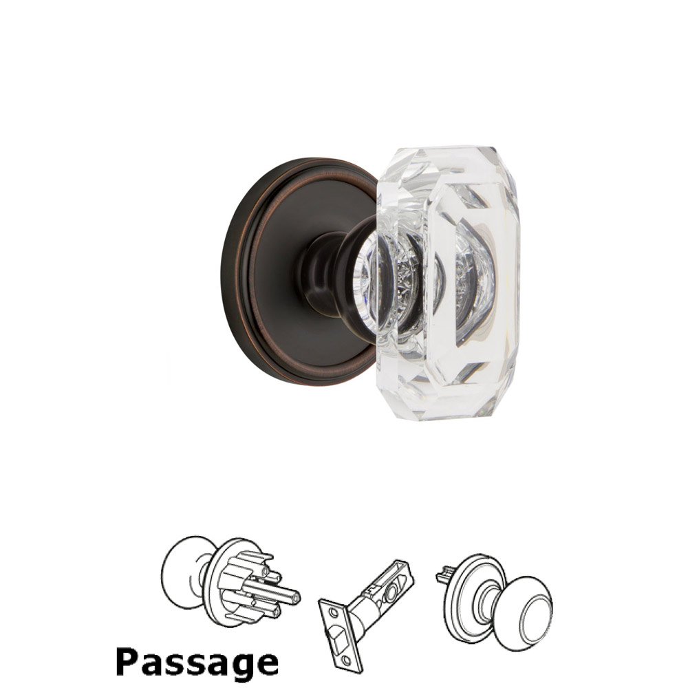 Georgetown - Passage Knob with Baguette Clear Crystal Knob in Timeless Bronze