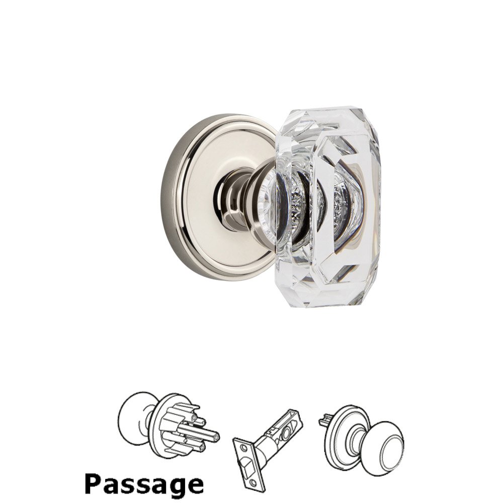 Georgetown - Passage Knob with Baguette Clear Crystal Knob in Polished Nickel