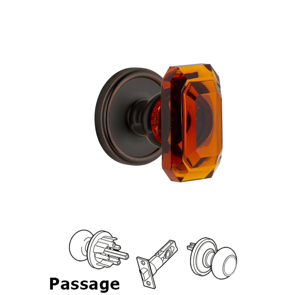 Georgetown - Passage Knob with Baguette Amber Crystal Knob in Timeless Bronze