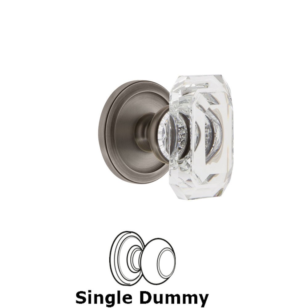 Circulaire - Dummy Knob with Baguette Clear Crystal Knob in Antique Pewter