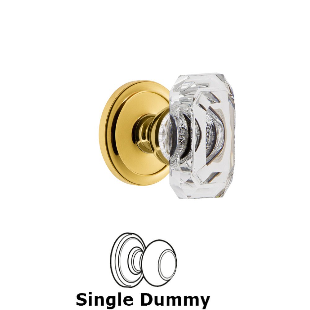 Circulaire - Dummy Knob with Baguette Clear Crystal Knob in Polished Brass