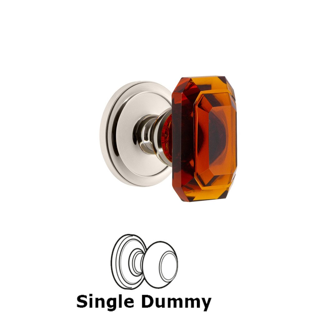 Circulaire - Dummy Knob with Baguette Amber Crystal Knob in Polished Nickel