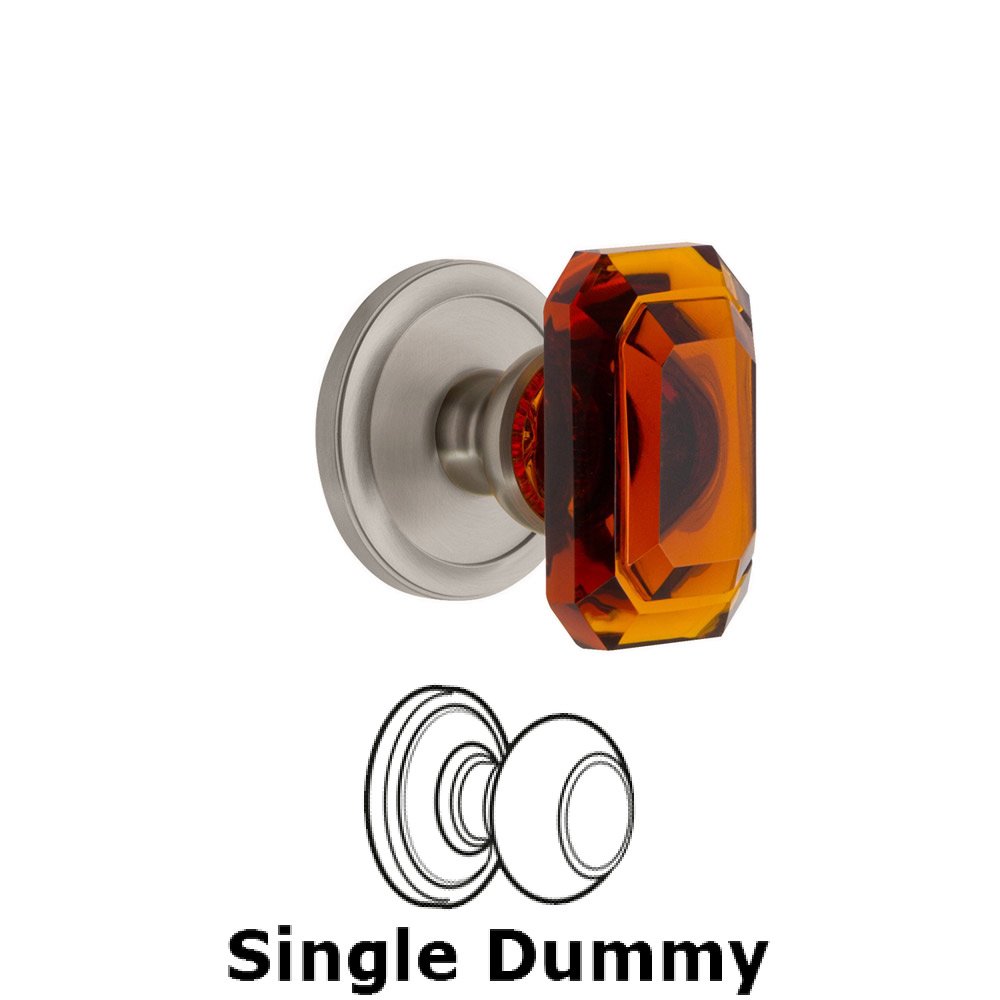 Circulaire - Dummy Knob with Baguette Amber Crystal Knob in Satin Nickel