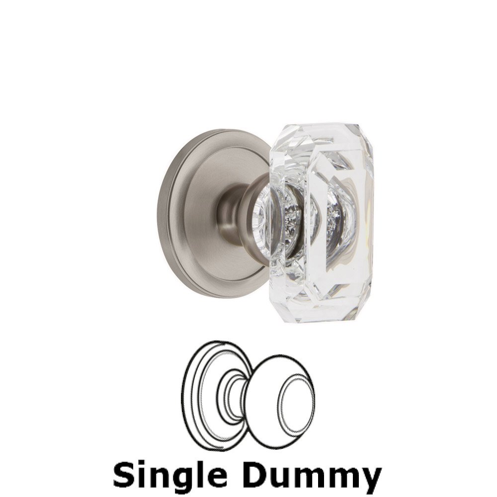 Circulaire - Dummy Knob with Baguette Clear Crystal Knob in Satin Nickel
