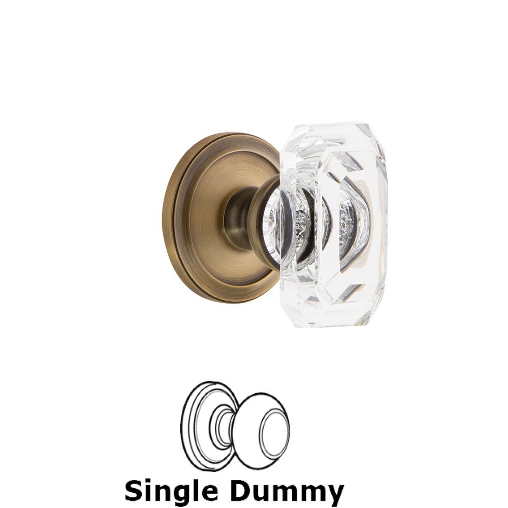 Circulaire - Dummy Knob with Baguette Clear Crystal Knob in Vintage Brass
