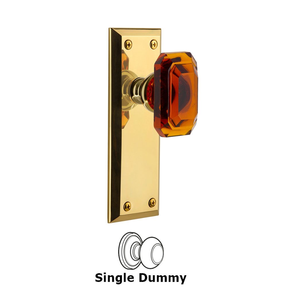 Fifth Avenue - Dummy Knob with Baguette Amber Crystal Knob in Lifetime Brass