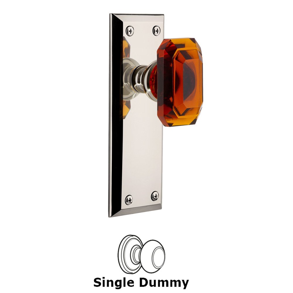 Fifth Avenue - Dummy Knob with Baguette Amber Crystal Knob in Polished Nickel