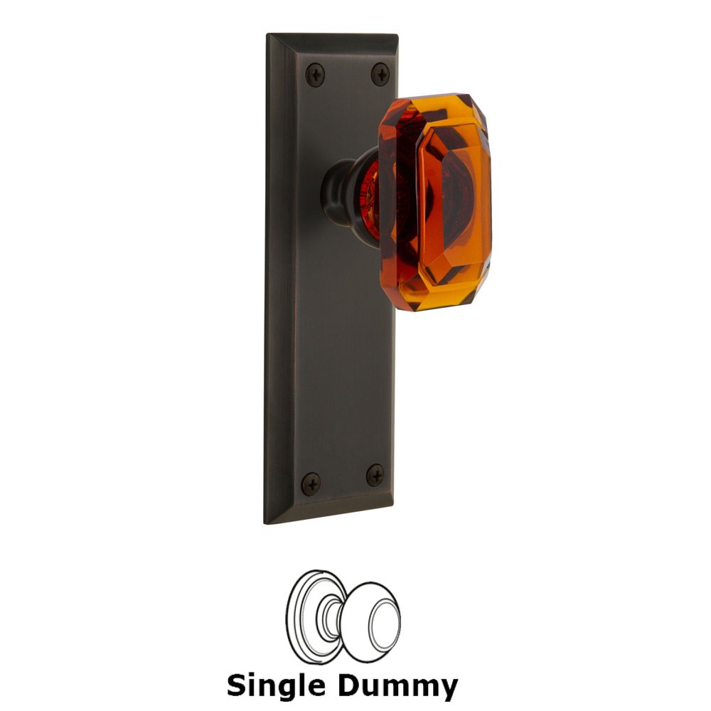 Fifth Avenue - Dummy Knob with Baguette Amber Crystal Knob in Timeless Bronze