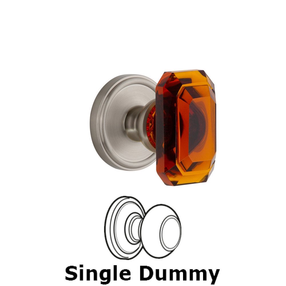 Georgetown - Dummy Knob with Baguette Amber Crystal Knob in Satin Nickel