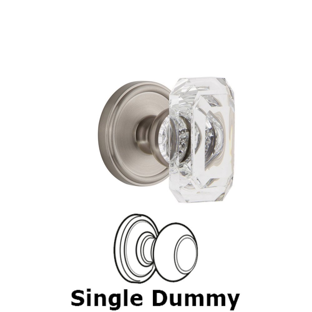 Georgetown - Dummy Knob with Baguette Clear Crystal Knob in Satin Nickel